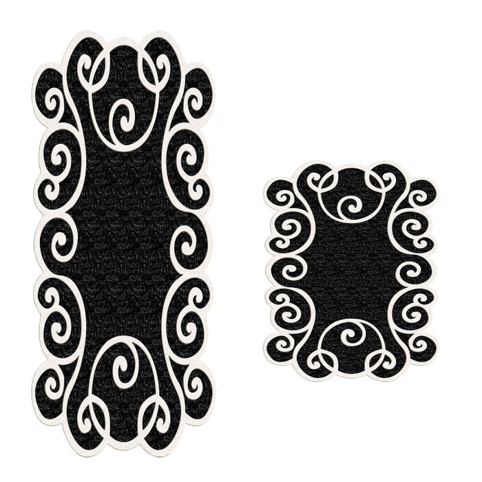Mijölnir Juego de alfombras de baño blanco y negro (2 piezas) Mijölnir Juego de alfombras de baño blanco y negro (2 piezas)